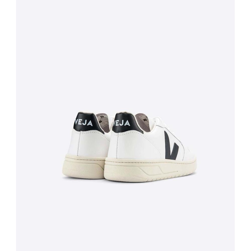 Veja V-10 LEATHER Men's Sneakers White/Black | CA 337FDN